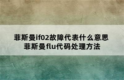 菲斯曼if02故障代表什么意思 菲斯曼flu代码处理方法